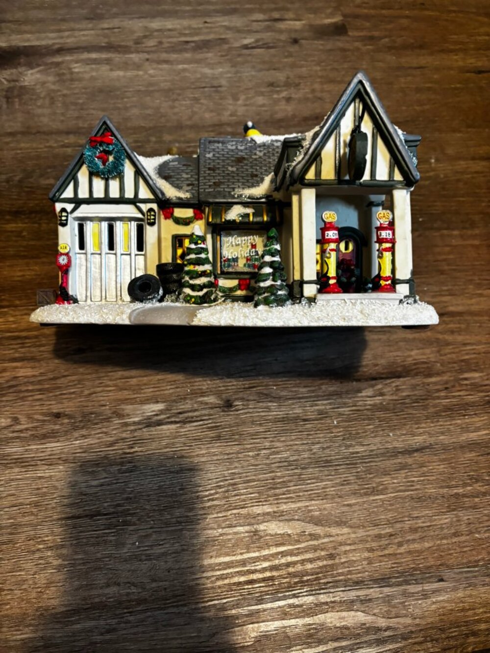 St. Nicholas Square Christmas Village light up house Gas Station